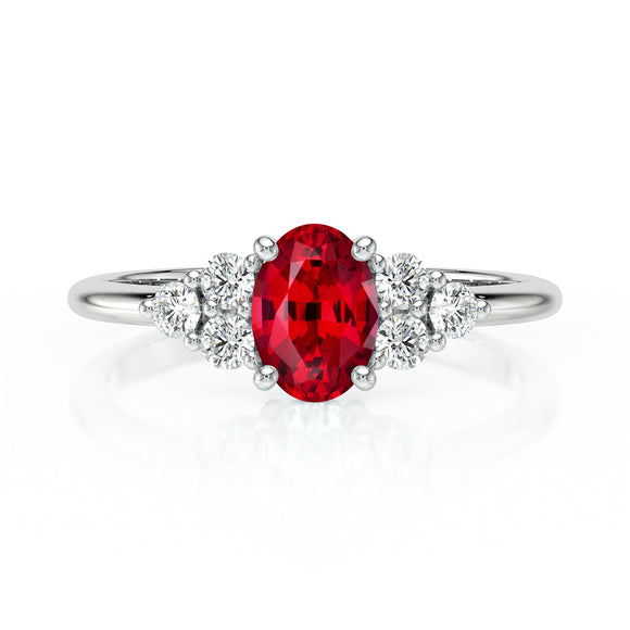 Solitaire accompagné rubis et diamant Divine Idylle - 7
