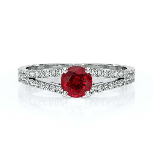 Solitaire accompagné rubis et diamant Divine Idylle - 8
