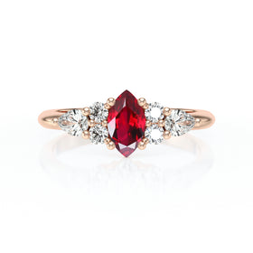 Solitaire accompagné rubis diamant Divine Idylle - 9
