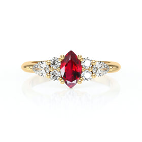 Solitaire accompagné rubis diamant Divine Idylle - 9