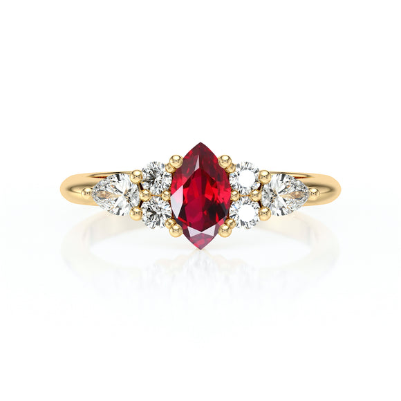 Solitaire accompagné rubis diamant Divine Idylle - 9