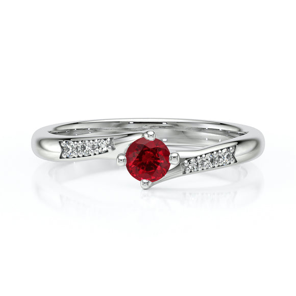 Solitaire accompagné rubis et diamant Fou de toi - 1