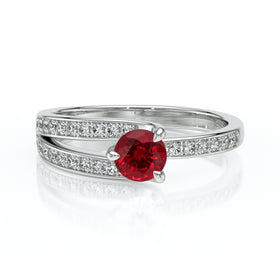 Solitaire accompagné rubis et diamant Fou de toi - 5