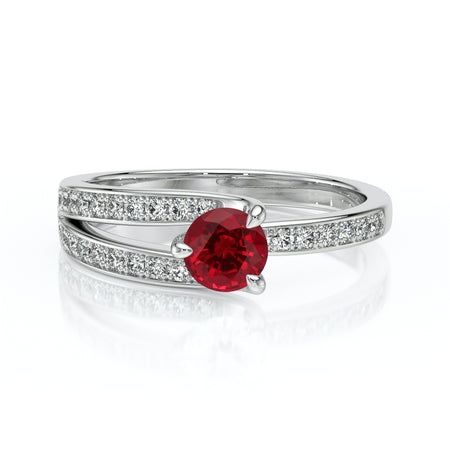 Solitaire accompagné rubis et diamant Fou de toi - 5