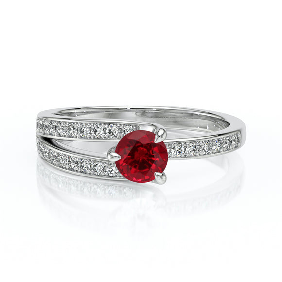 Solitaire accompagné rubis et diamant Fou de toi - 5