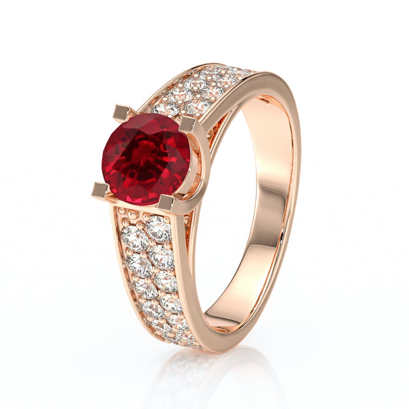 Solitaire accompagné rubis diamant Fou de toi - 2