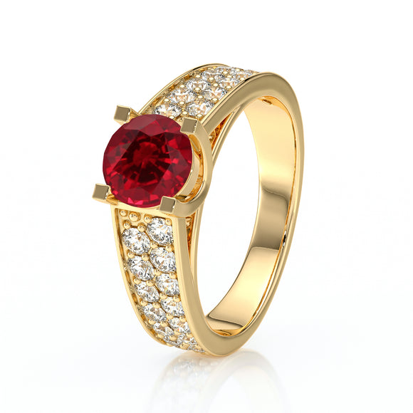 Solitaire accompagné rubis diamant Fou de toi - 2