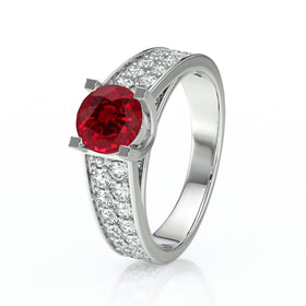 Solitaire accompagné rubis diamant Fou de toi - 2
