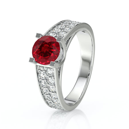 Solitaire accompagné rubis diamant Fou de toi - 2