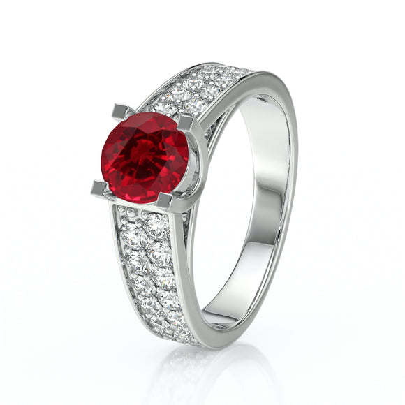 Solitaire accompagné rubis diamant Fou de toi - 2