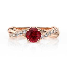 Solitaire accompagné rubis diamant Fou de toi - 3