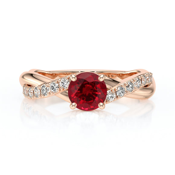 Solitaire accompagné rubis diamant Fou de toi - 3