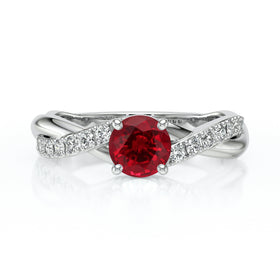 Solitaire accompagné rubis diamant Fou de toi - 3
