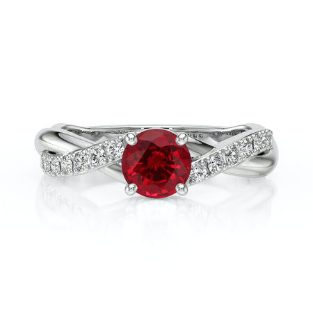 Solitaire accompagné rubis diamant Fou de toi - 3