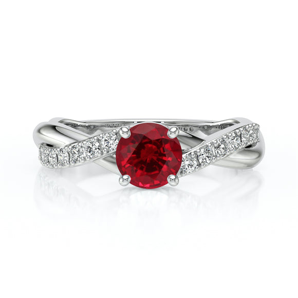 Solitaire accompagné rubis diamant Fou de toi - 3