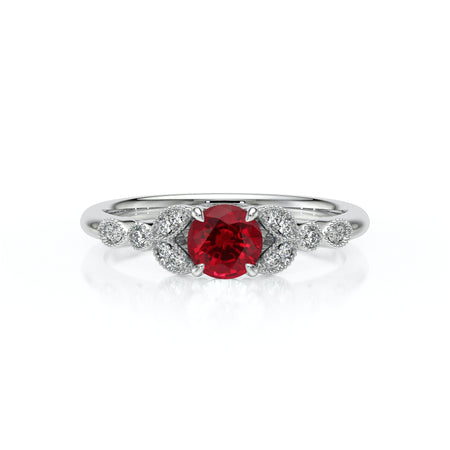 Solitaire accompagné rubis diamant Fou de toi - 4