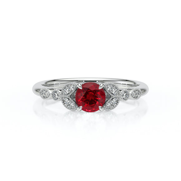 Solitaire accompagné rubis diamant Fou de toi - 4