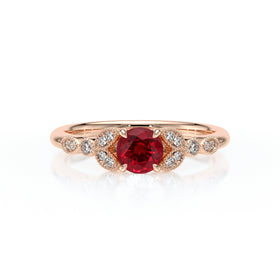 Solitaire accompagné rubis diamant Fou de toi - 4