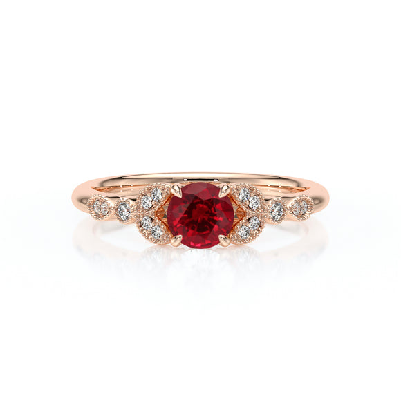 Solitaire accompagné rubis diamant Fou de toi - 4