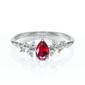 Solitaire accompagné rubis et diamant Pluie d'étoiles - 10