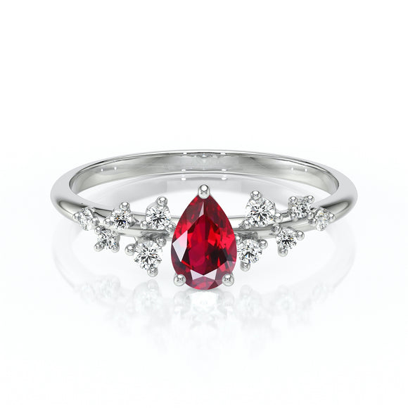 Solitaire accompagné rubis et diamant Pluie d'étoiles - 10