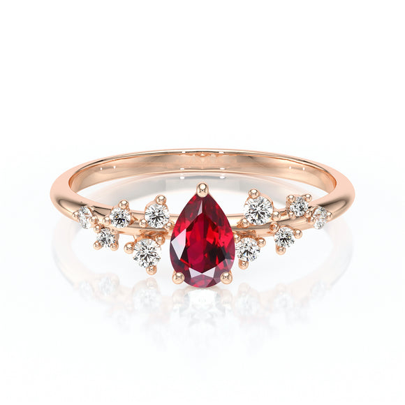 Solitaire accompagné rubis et diamant Pluie d'étoiles - 10