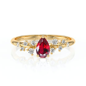 Solitaire accompagné rubis et diamant Pluie d'étoiles - 10