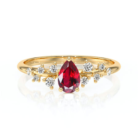 Solitaire accompagné rubis et diamant Pluie d'étoiles - 10