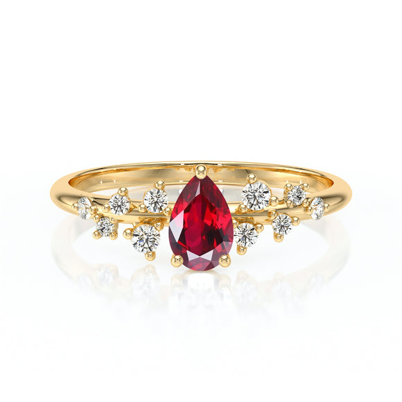 Solitaire accompagné rubis et diamant Pluie d'étoiles - 10