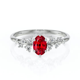 Solitaire accompagné rubis et diamant Pluie d'étoiles - 11