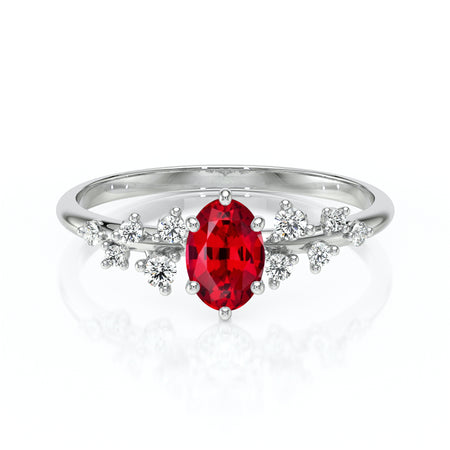 Solitaire accompagné rubis et diamant Pluie d'étoiles - 11