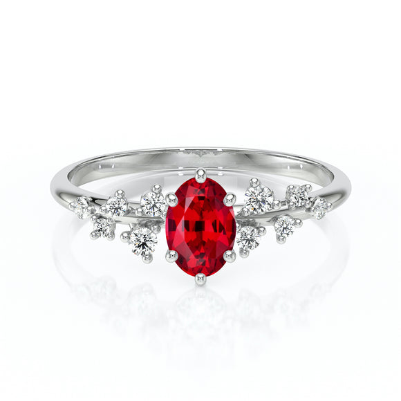 Solitaire accompagné rubis et diamant Pluie d'étoiles - 11