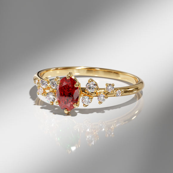 Solitaire accompagné rubis et diamant Pluie d'étoiles - 11