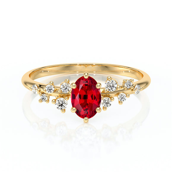 Solitaire accompagné rubis et diamant Pluie d'étoiles - 11