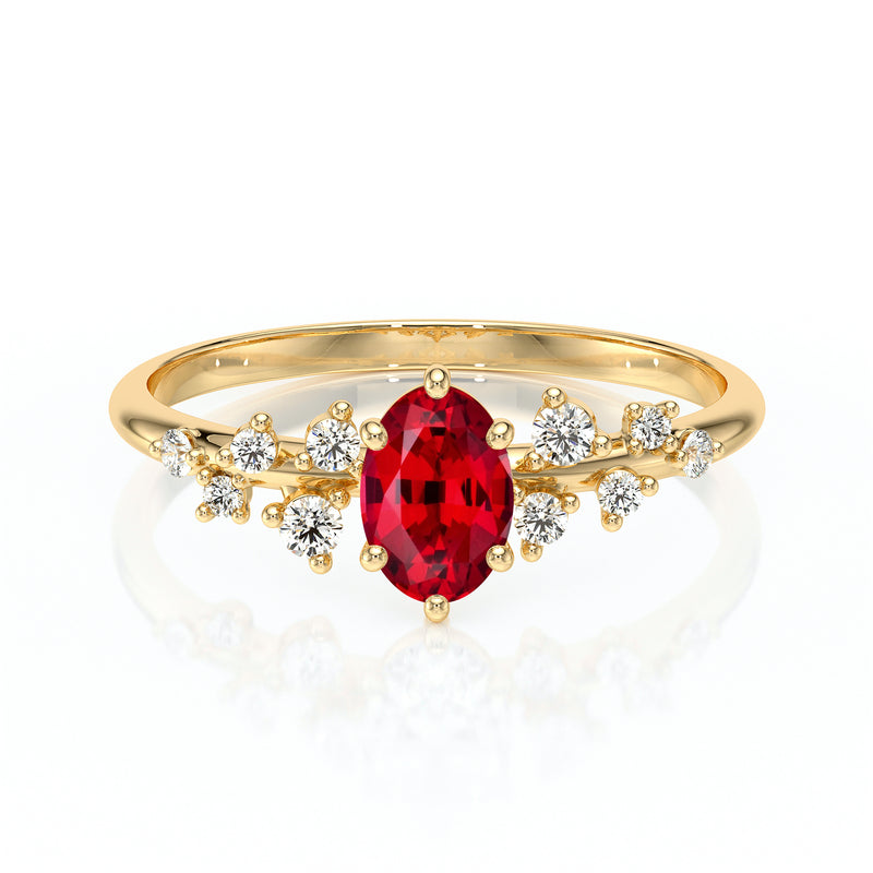 Solitaire accompagné rubis et diamant Pluie d'étoiles - 11