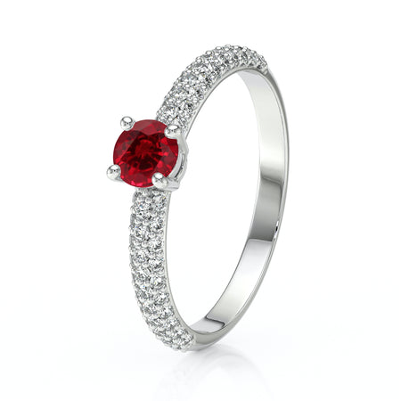 Solitaire accompagné rubis et diamant Pluie d'étoiles - 14