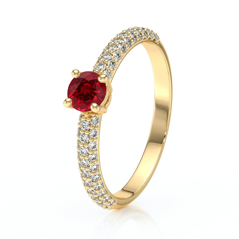 Solitaire accompagné rubis et diamant Pluie d'étoiles - 14