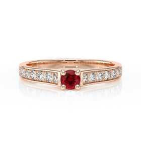 Solitaire accompagné rubis et diamant Pluie d’étoiles - 2