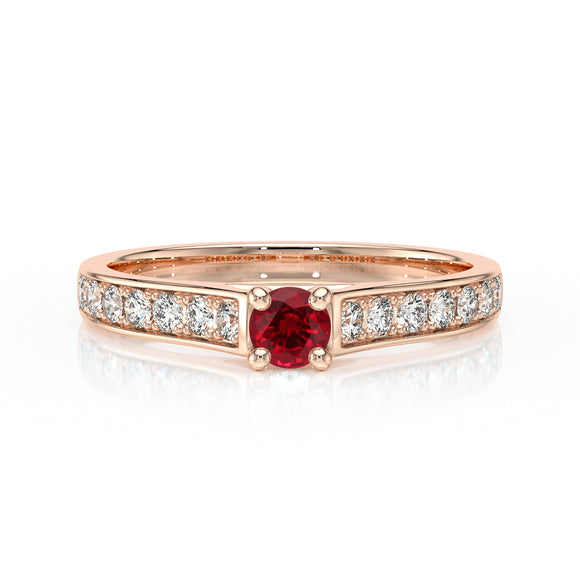 Solitaire accompagné rubis et diamant Pluie d’étoiles - 2