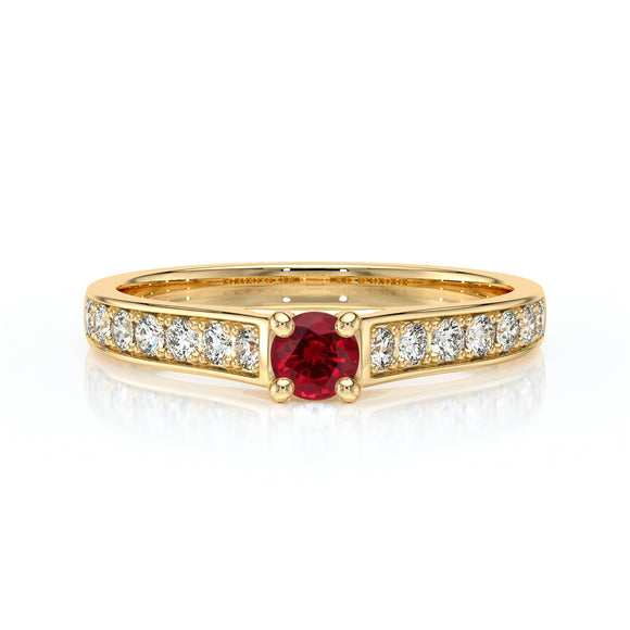 Solitaire accompagné rubis et diamant Pluie d’étoiles - 2