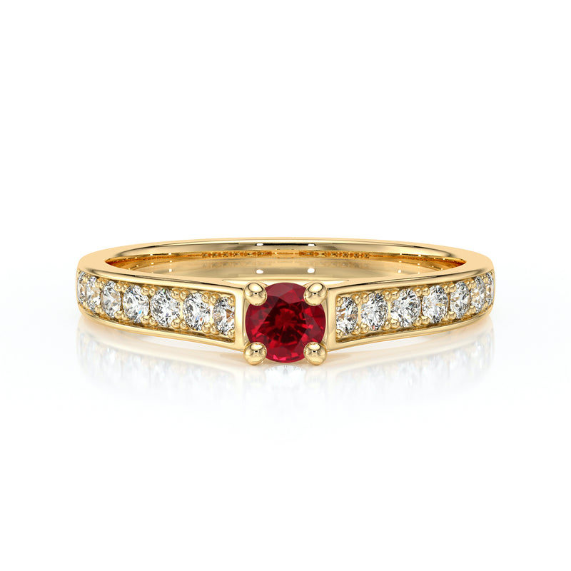 Solitaire accompagné rubis et diamant Pluie d’étoiles - 2