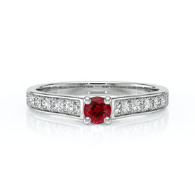 Solitaire accompagné rubis et diamant Pluie d’étoiles - 2