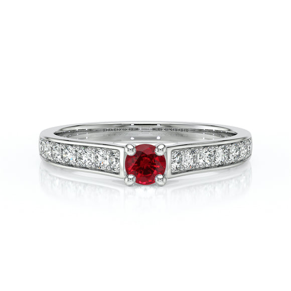 Solitaire accompagné rubis et diamant Pluie d’étoiles - 2