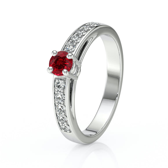 Solitaire accompagné rubis et diamant Pluie d’étoiles - 3