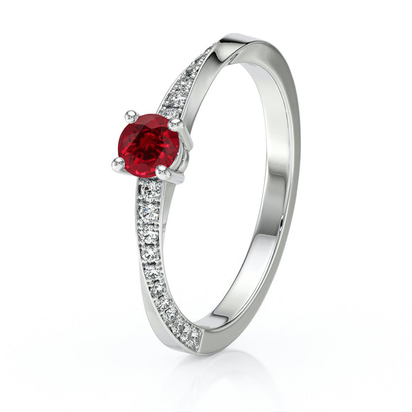 Solitaire accompagné rubis et diamant Pluie d’étoiles - 6
