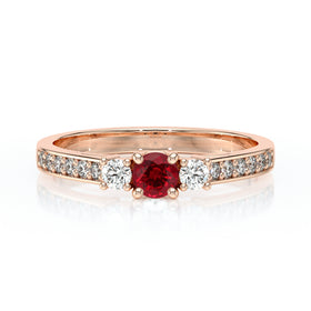 Solitaire accompagné rubis et diamant Pluie d’étoiles - 7