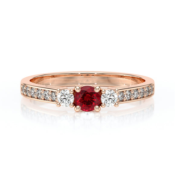 Solitaire accompagné rubis et diamant Pluie d’étoiles - 7