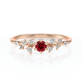 Solitaire accompagné rubis et diamant Pluie d’étoiles - 8