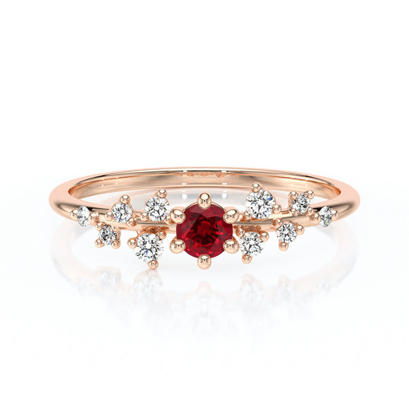 Solitaire accompagné rubis et diamant Pluie d’étoiles - 8