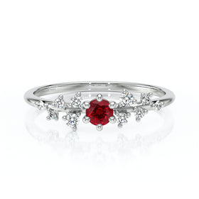 Solitaire accompagné rubis et diamant Pluie d’étoiles - 8